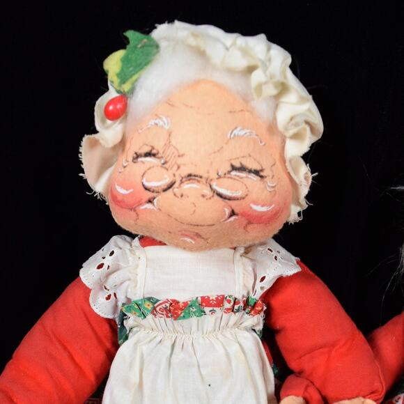 Vtg Annalee Mr & Mrs Santa Claus Calico Christmas Holiday Collectible 1963/1971 - Picture 5 of 16